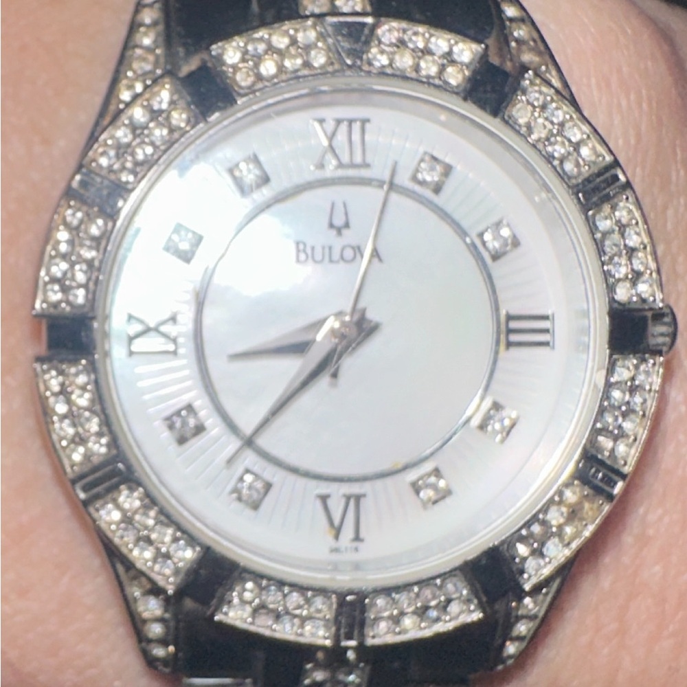 Bulova White Diamond Bezel Watch